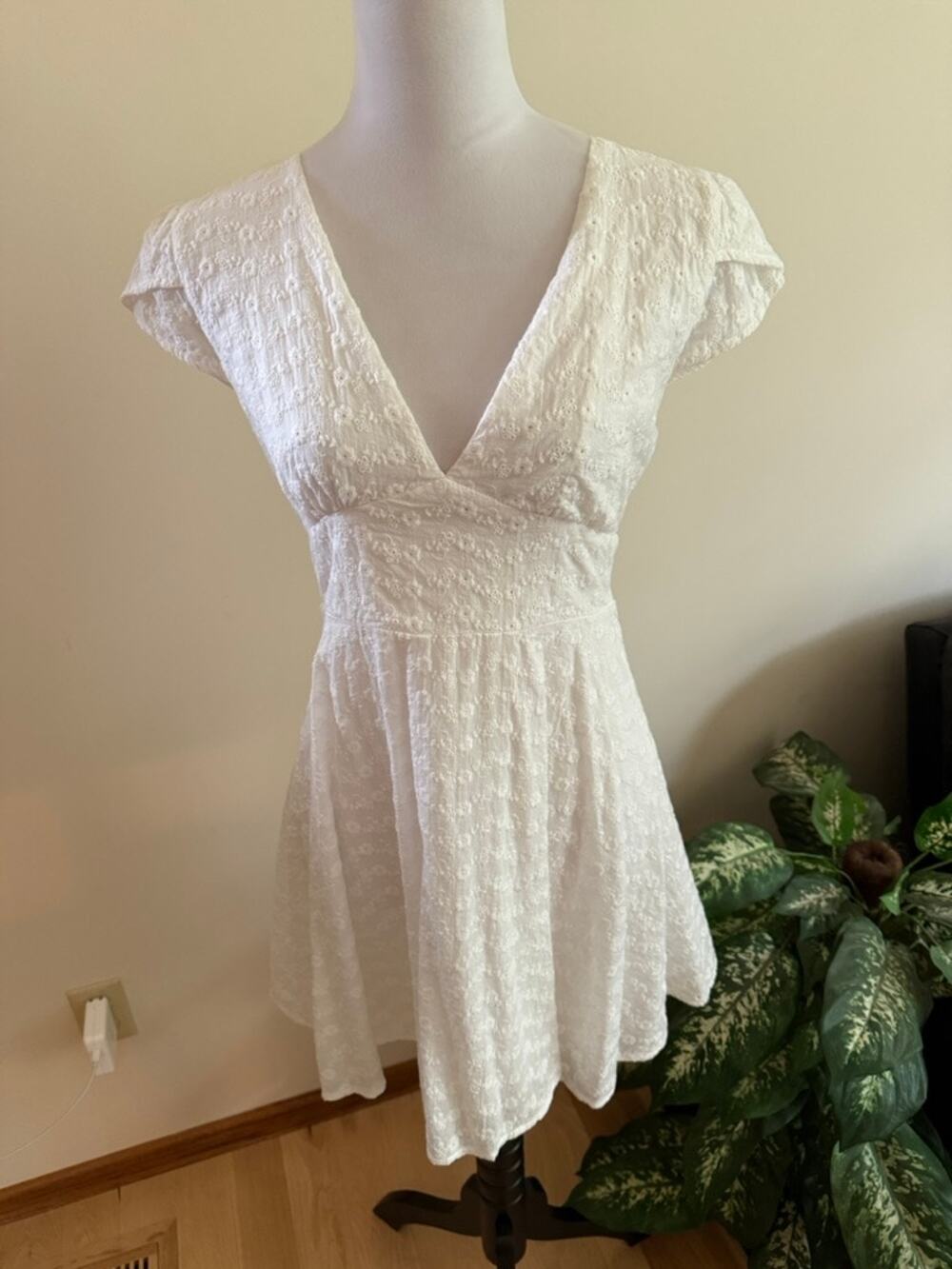Everly White Eyelet Cotton Summer Mini Dress